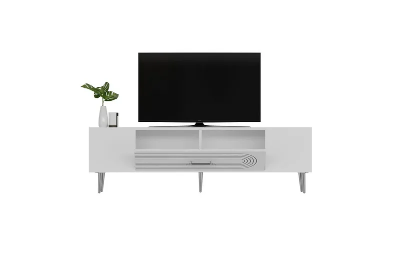 Drova TV-benk 150 cm - Hvit/Sølv - Møbler - Mediamøbel & tv møbel - TV-benk & mediabenk