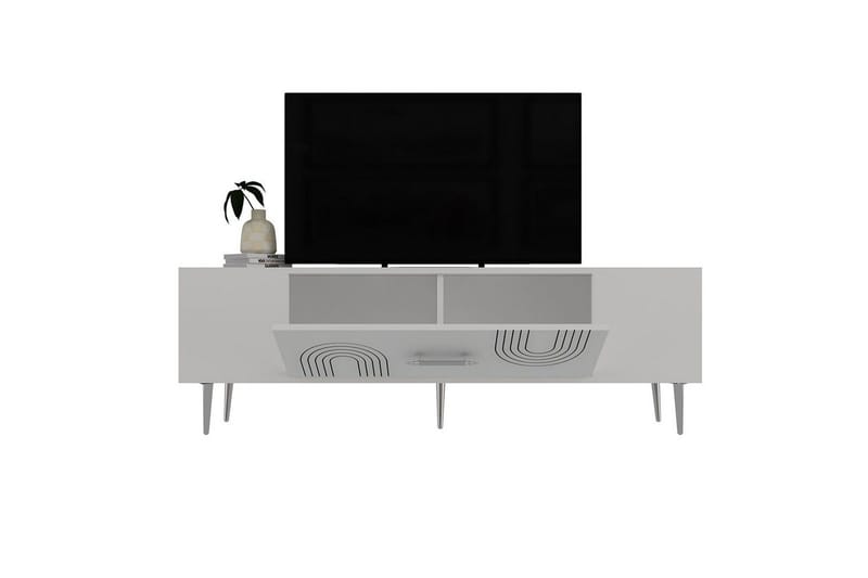 Drova TV-benk 150 cm - Hvit/Sølv - Møbler - Mediamøbel & tv møbel - TV-benk & mediabenk