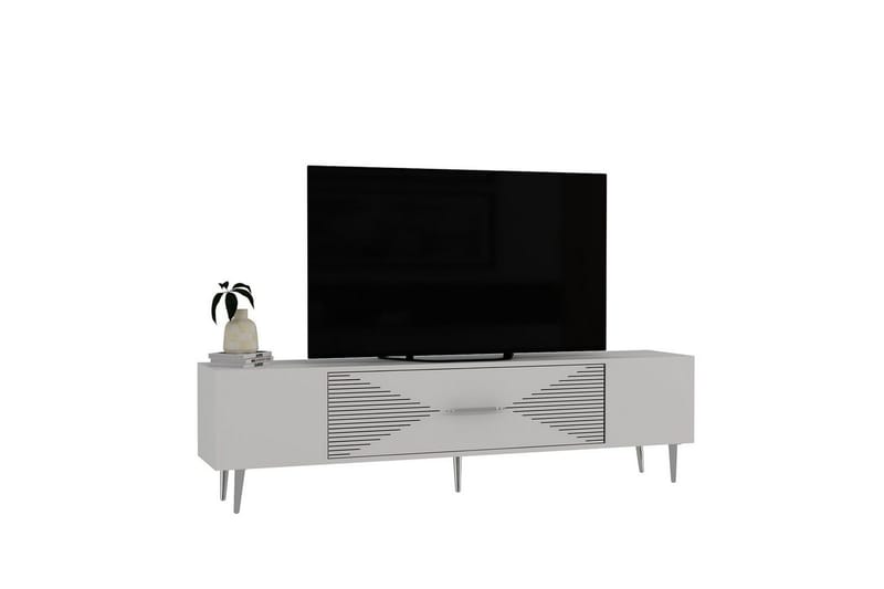 Drova TV-benk 150 cm - Hvit/Sølv - Møbler - Mediamøbel & tv møbel - TV-benk & mediabenk