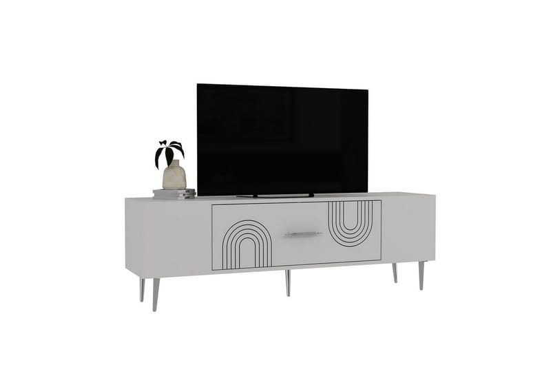 Drova TV-benk 150 cm - Hvit/Sølv - Møbler - Mediamøbel & tv møbel - TV-benk & mediabenk