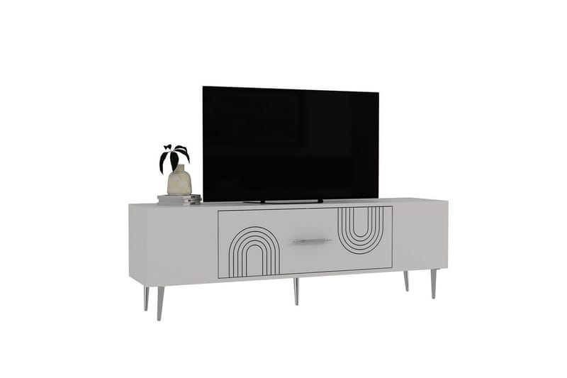 Drova TV-benk 150 cm - Hvit/Sølv - Møbler - Mediamøbel & tv møbel - TV-benk & mediabenk