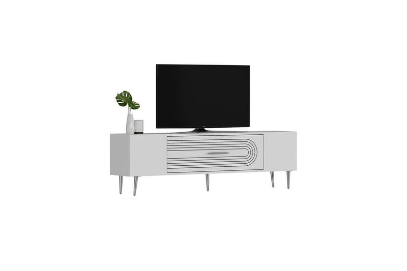 Drova TV-benk 150 cm - Hvit/Sølv - Møbler - Mediamøbel & tv møbel - TV-benk & mediabenk