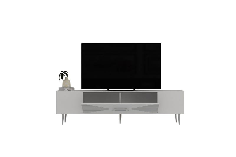 Drova TV-benk 150 cm - Hvit/Sølv - Møbler - Mediamøbel & tv møbel - TV-benk & mediabenk