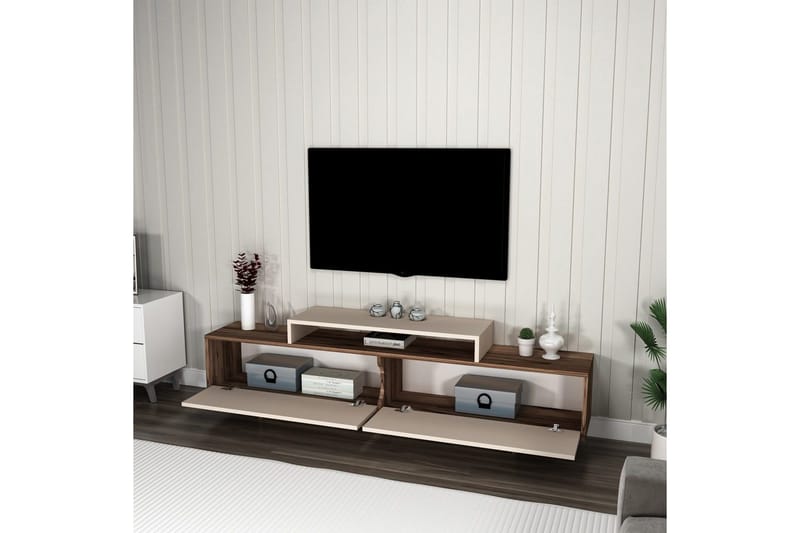 Durros TV-benk 180 cm - Valnøtt/Beige - Møbler - Mediamøbel & tv møbel - TV-benk & mediabenk
