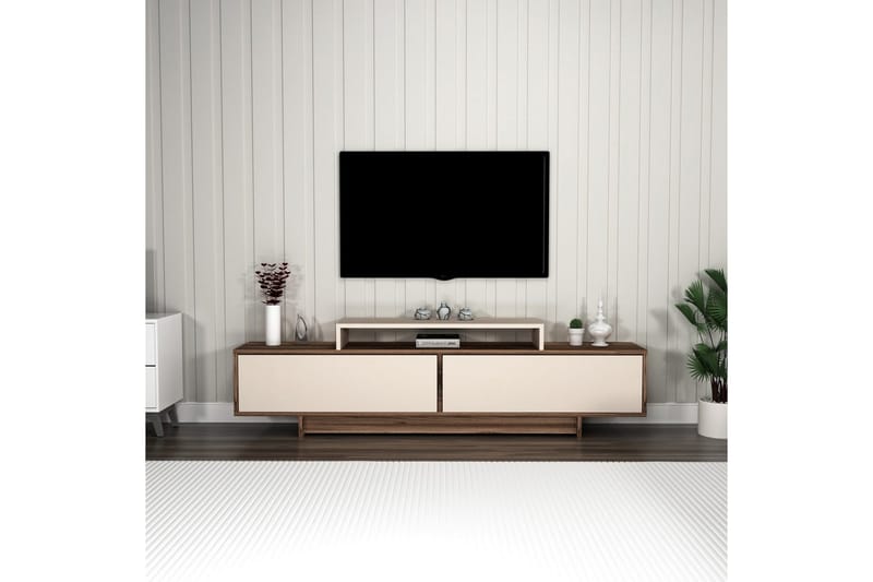 Durros TV-benk 180 cm - Valnøtt/Beige - Møbler - Mediamøbel & tv møbel - TV-benk & mediabenk