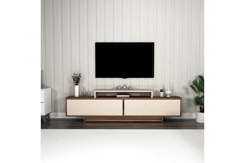 Durros TV-benk 180 cm - Valnøtt/Beige - Møbler - Mediamøbel & tv møbel - TV-benk & mediabenk