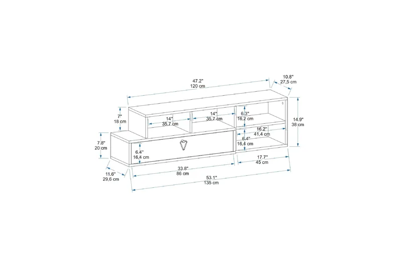 Durusu TV-benk 120 cm - Lys brun/Antrasitt - Møbler - Mediamøbel & tv møbel - TV-benk & mediabenk