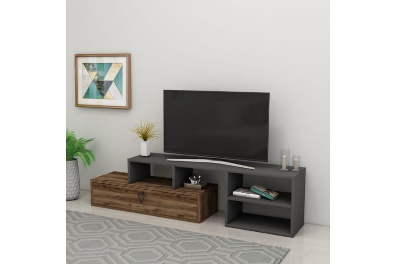 Durusu TV-benk 120 cm - Lys brun/Antrasitt - Møbler - Mediamøbel & tv møbel - TV-benk & mediabenk