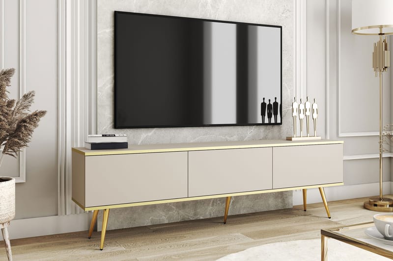 Edson TV-benk 175 cm - Beige/Gull - Møbler - Mediamøbel & tv møbel - TV-benk & mediabenk