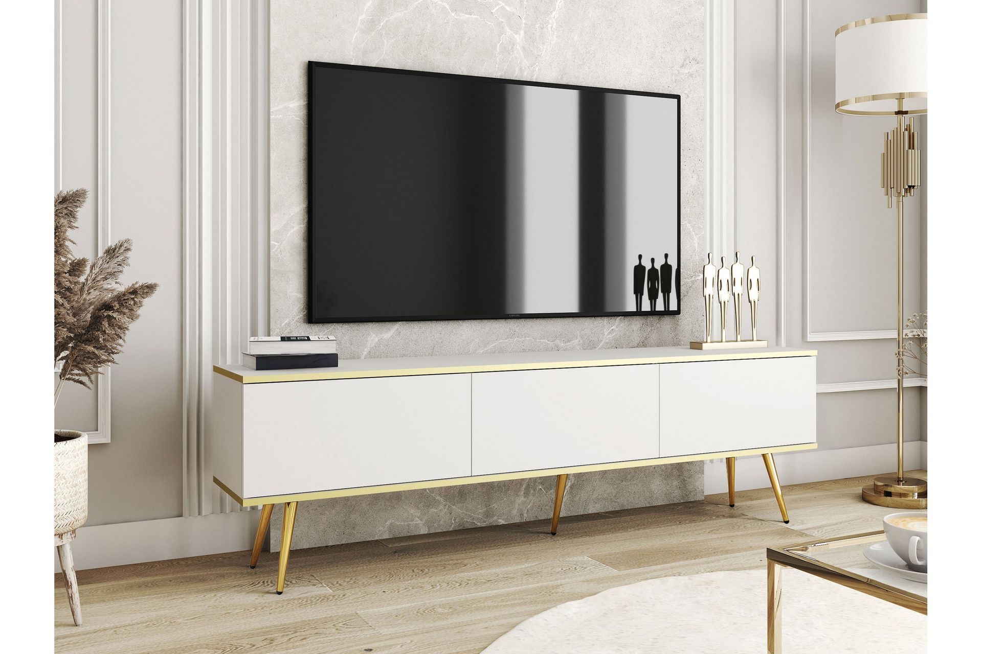 Edson TV-benk 175 cm - Hvit - Møbler - Mediamøbel & tv møbel - TV-benk & mediabenk