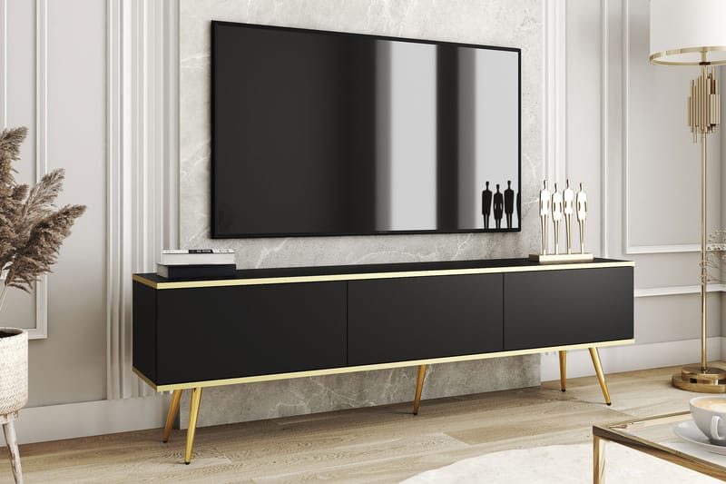 Edson TV-benk 175 cm - Svart - Møbler - Mediamøbel & tv møbel - TV-benk & mediabenk