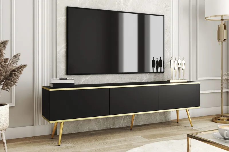 Edson TV-benk 175 cm - Svart - Møbler - Mediamøbel & tv møbel - TV-benk & mediabenk