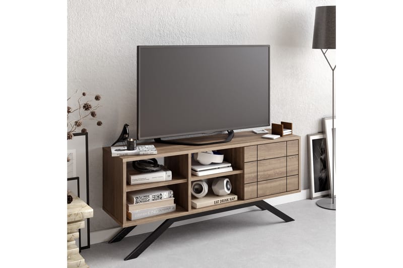 Einbeck Tv-benk 130 cm - Svart/Mørkebrun - TV-benk & mediabenk