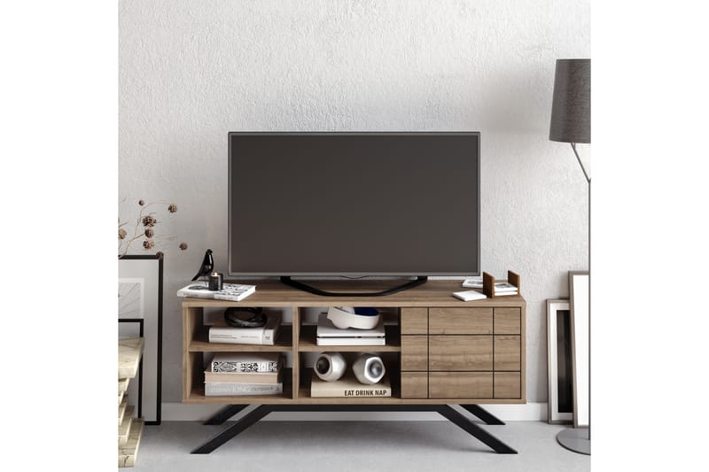 Einbeck Tv-benk 130 cm - Svart/Mørkebrun - TV-benk & mediabenk