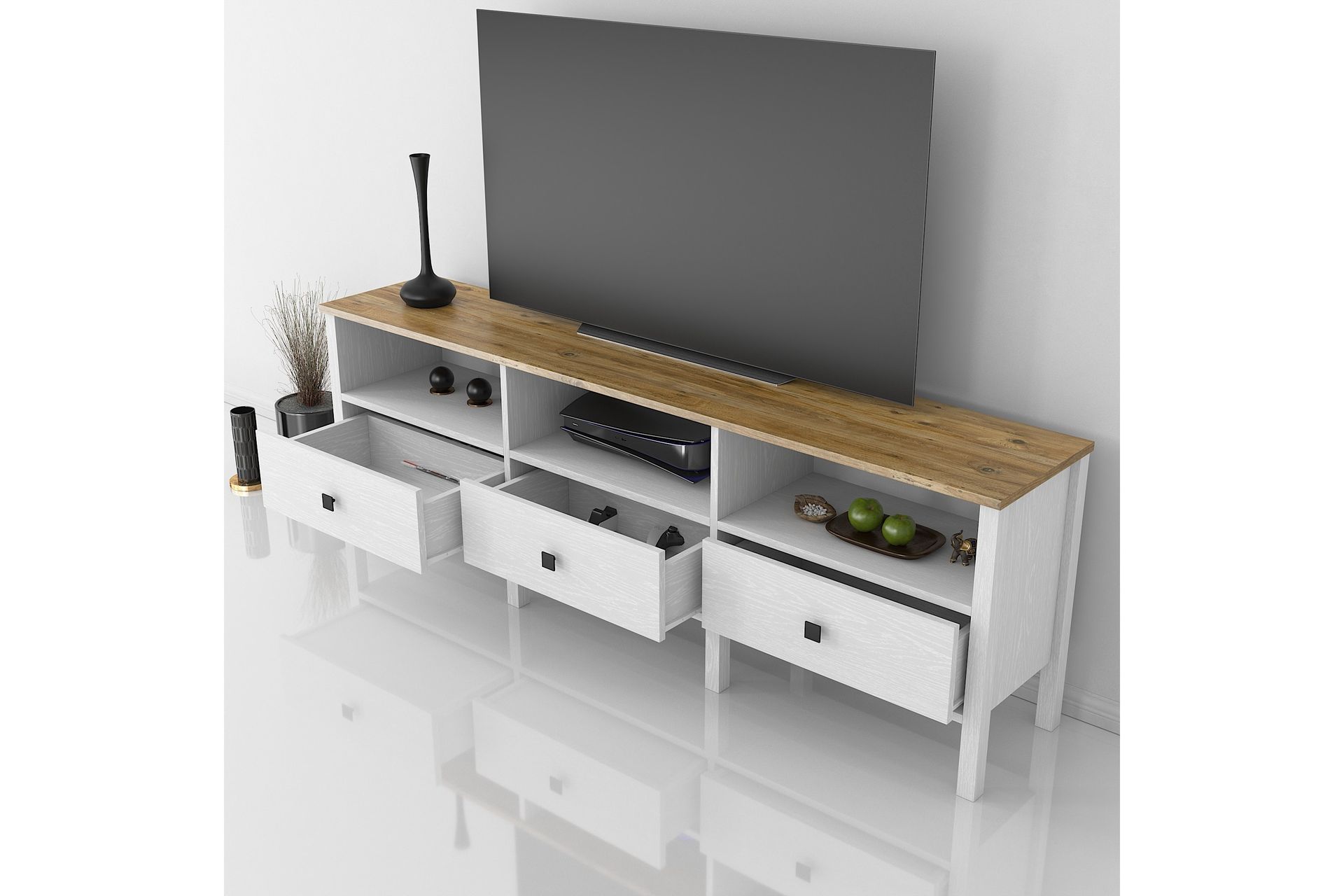Elspet Tv-benk 180 cm - Brun/Hvit - Møbler - Mediamøbel & tv møbel - TV-benk & mediabenk
