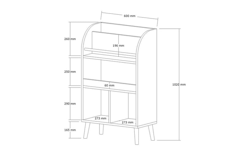 Elyric Bokhylle 60 cm - Eik - Oppbevaring - Hyller - Bokhylle