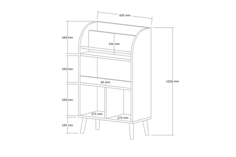 Elyric Bokhylle 60 cm - Eik - Oppbevaring - Hyller - Bokhylle