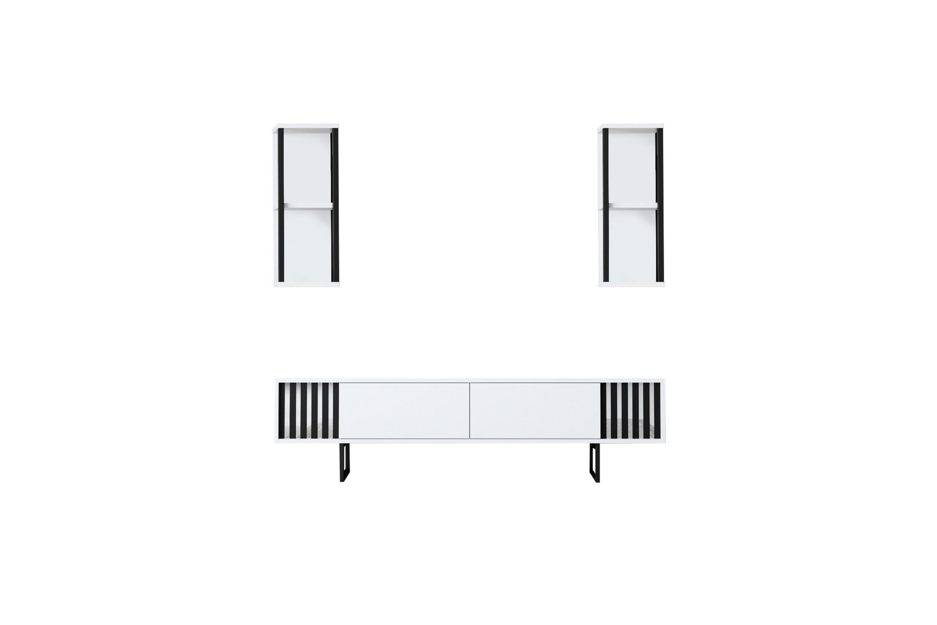 Erdem Tv-benk 180 cm - Hvit/Svart - Møbler - Mediamøbel & tv møbel - TV-benk & mediabenk
