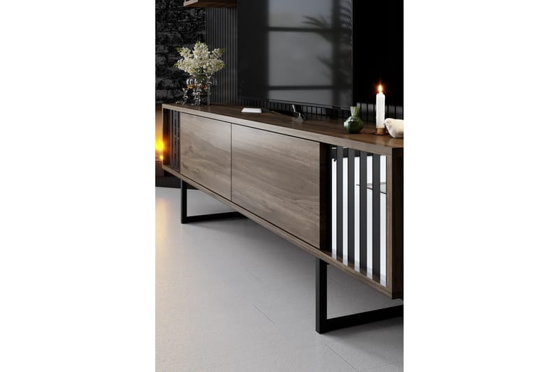 Erdem Tv-benk 180 cm - Valnøtt/Svart - Møbler - Mediamøbel & tv møbel - TV-benk & mediabenk