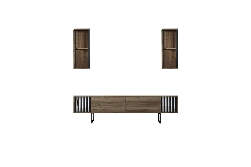 Erdem Tv-benk 180 cm, Valnøtt/Svart