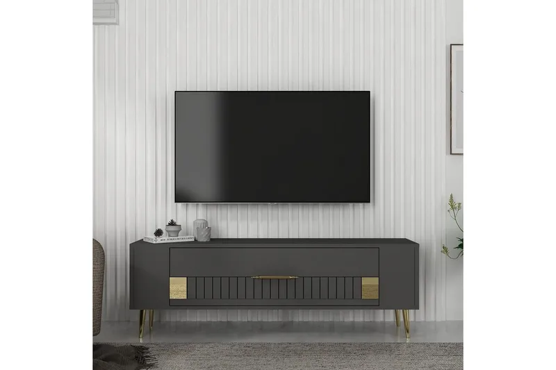 Estel TV-benk 120 cm - Antrasitt/Gull - Møbler - Mediamøbel & tv møbel - TV-benk & mediabenk