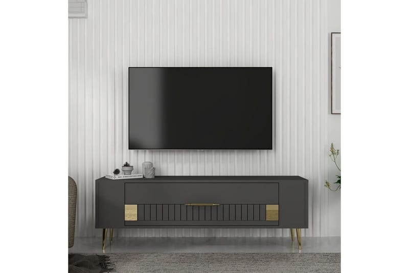 Estel TV-benk 120 cm - Antrasitt/Gull - Møbler - Mediamøbel & tv møbel - TV-benk & mediabenk