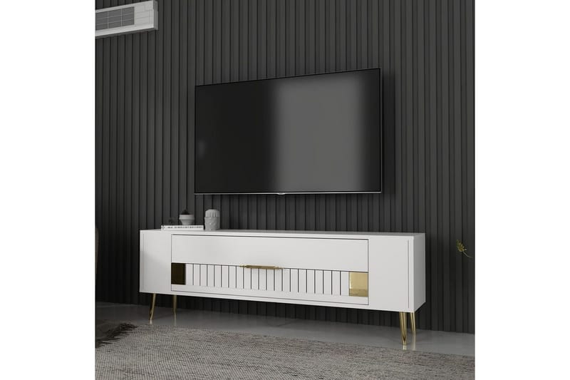 Estel TV-benk 120 cm - Hvit/Gull - Møbler - Mediamøbel & tv møbel - TV-benk & mediabenk