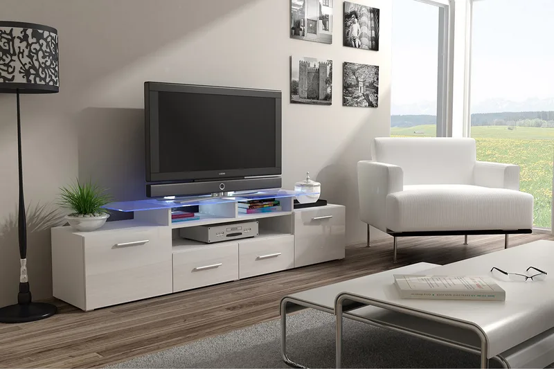 Evora TV-benk 194x39x39 cm - Beige/Grå/Hvit - Møbler - Mediamøbel & tv møbel - TV-benk & mediabenk