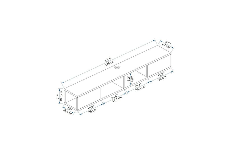 Faval TV-benk 140 cm - Valnøtt/Antrasitt - Møbler - Mediamøbel & tv møbel - TV-benk & mediabenk