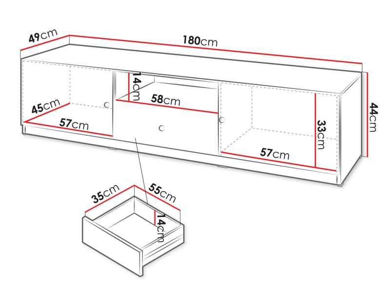 Fayric TV-benk 180 cm - Beige - Møbler - Mediamøbel & tv møbel - TV-benk & mediabenk