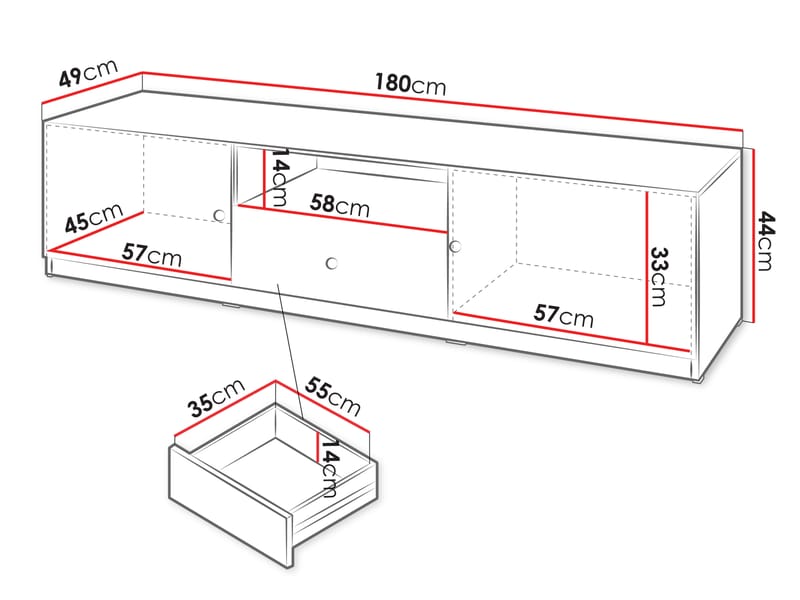 Fayric TV-benk 180 cm - Beige - Møbler - Mediamøbel & tv møbel - TV-benk & mediabenk