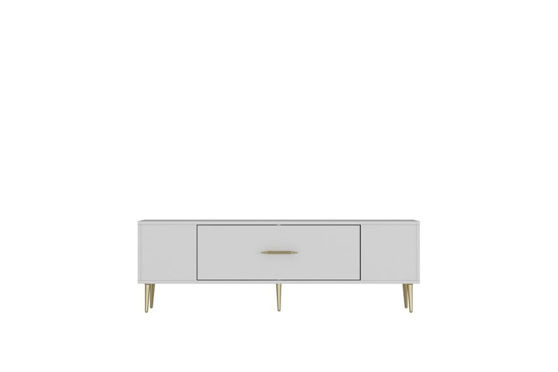 Feynor TV-benk 150 cm - Hvit/Gull - Møbler - Mediamøbel & tv møbel - TV-benk & mediabenk
