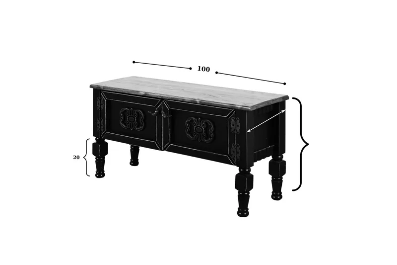 Flor Gulvstående TV-benk 100 cm med Oppbevaring i Malt Tre - Svart - Møbler - Mediamøbel & tv møbel - TV-benk & mediabenk