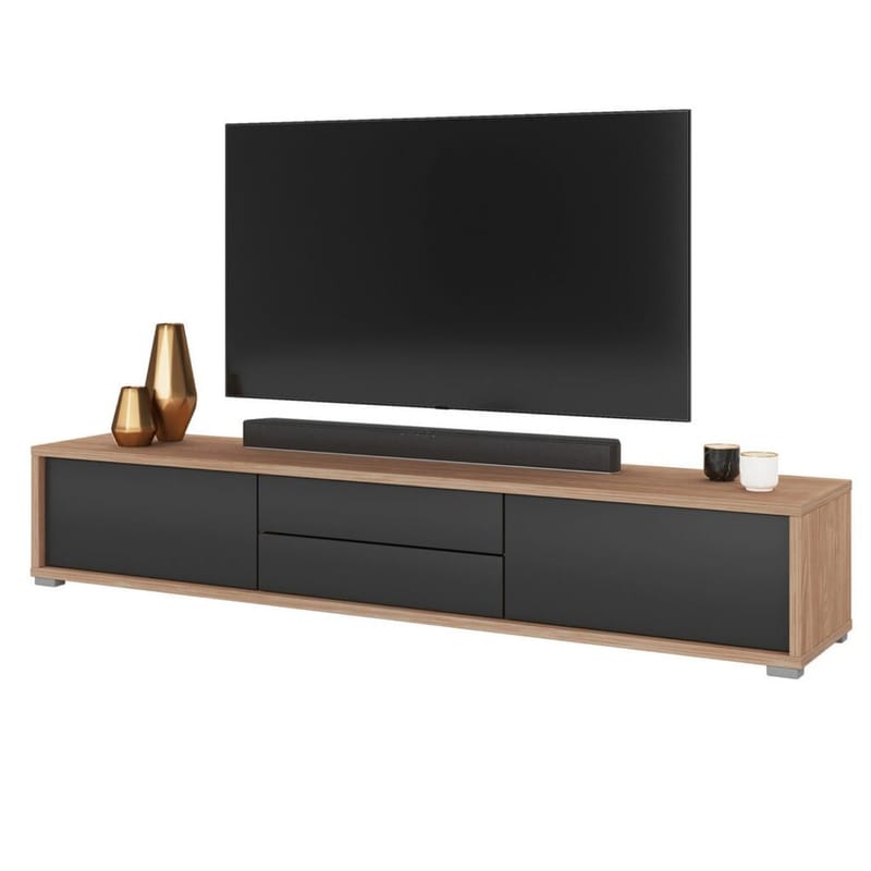 Flytende TV-stativ Frida 2 klaffer med 2 skuffer opp - Antrasitt - Møbler - Mediamøbel & tv møbel - TV-benk & mediabenk