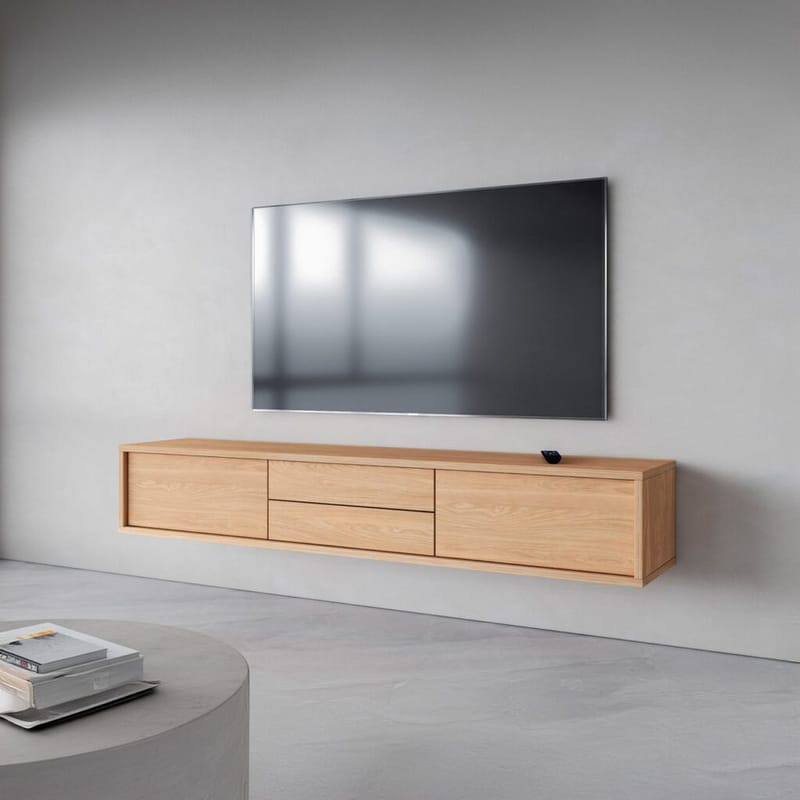 Flytende TV-stativ Frida 2 klaffer med 2 skuffer opp - Oljet Eik - Møbler - Mediamøbel & tv møbel - TV-benk & mediabenk