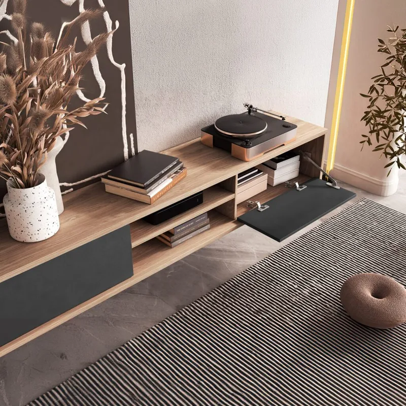 Flytende TV-stativ Frida 2 klaffer opp - Antrasitt - Møbler - Mediamøbel & tv møbel - TV-benk & mediabenk