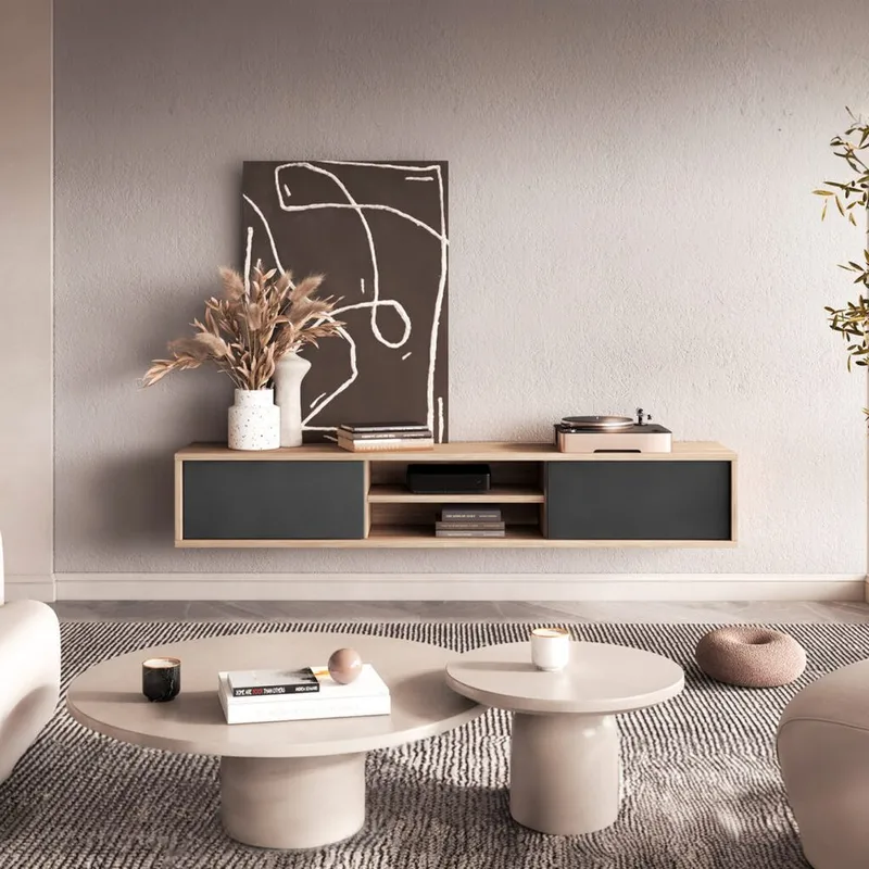 Flytende TV-stativ Frida 2 klaffer opp - Antrasitt - Møbler - Mediamøbel & tv møbel - TV-benk & mediabenk