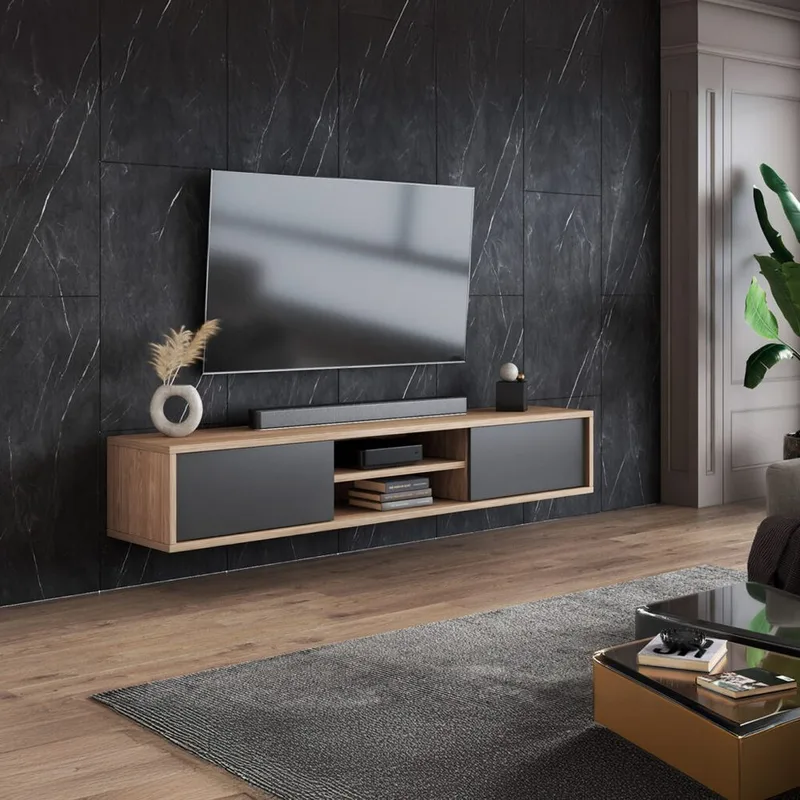 Flytende TV-stativ Frida 2 klaffer opp - Antrasitt - Møbler - Mediamøbel & tv møbel - TV-benk & mediabenk