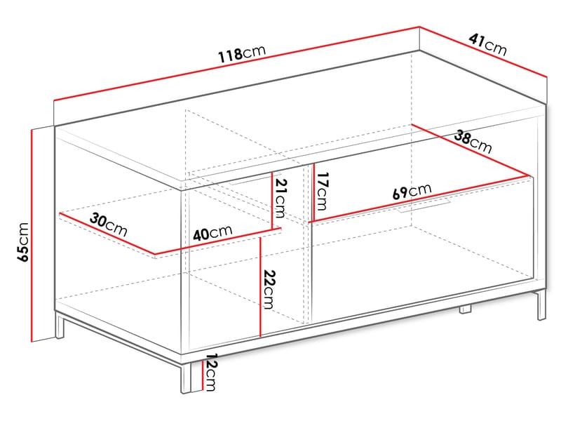 Fonti Frittstående TV-benk 118 cm med Oppbevaring - Brun - Møbler - Mediamøbel & tv møbel - TV-benk & mediabenk