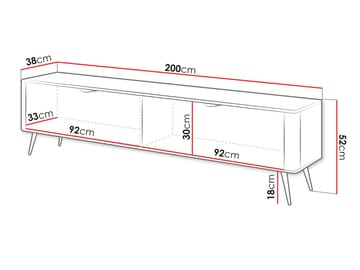 Forba Gulvstående TV-benk 200 cm med Oppbevaring i Malt Tre - Hvit - Møbler - Mediamøbel & tv møbel - TV-benk & mediabenk