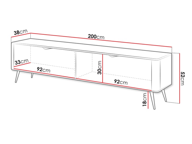 Forba Gulvstående TV-benk 200 cm med Oppbevaring i Malt Tre - Hvit - Møbler - Mediamøbel & tv møbel - TV-benk & mediabenk