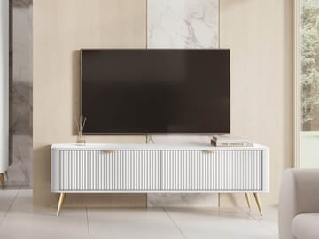 Forba Rektangulær TV-benk 164 cm med Oppbevaring i Malt Tre - Hvit - Møbler - Mediamøbel & tv møbel - TV-benk & mediabenk