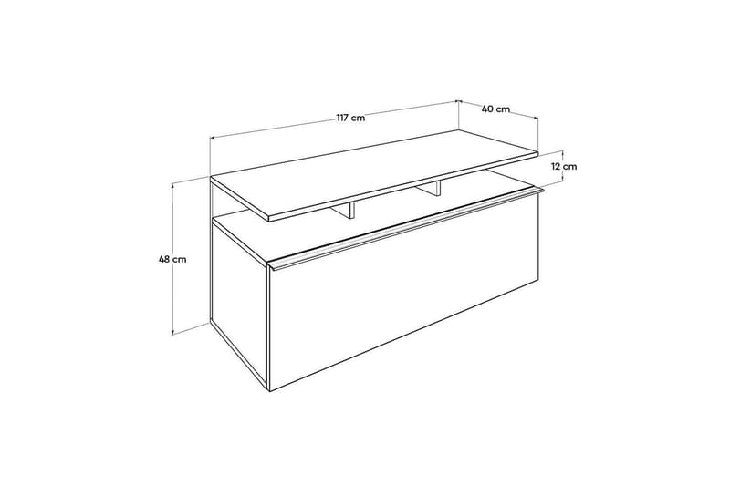 Galnor TV-benk 117 cm - Mellomfarget tre/Hvit - Møbler - Mediamøbel & tv møbel - TV-benk & mediabenk