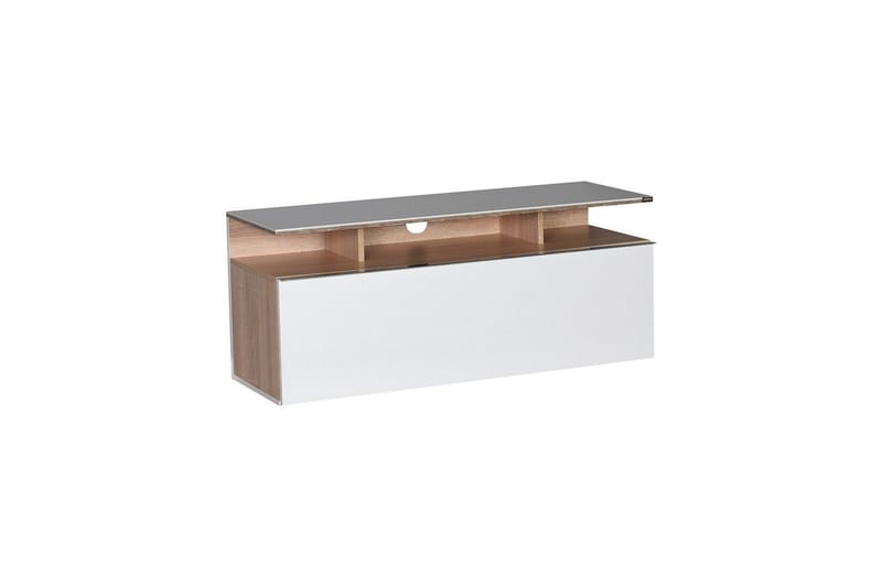 Galnor TV-benk 117 cm - Mellomfarget tre/Hvit - Møbler - Mediamøbel & tv møbel - TV-benk & mediabenk