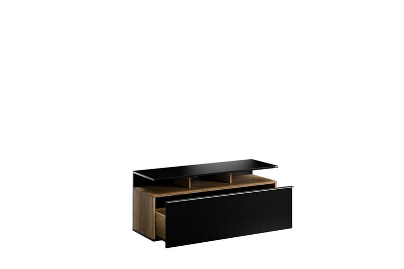 Galnor TV-benk 117 cm - Svart/Mellomfarget tre - Møbler - Mediamøbel & tv møbel - TV-benk & mediabenk