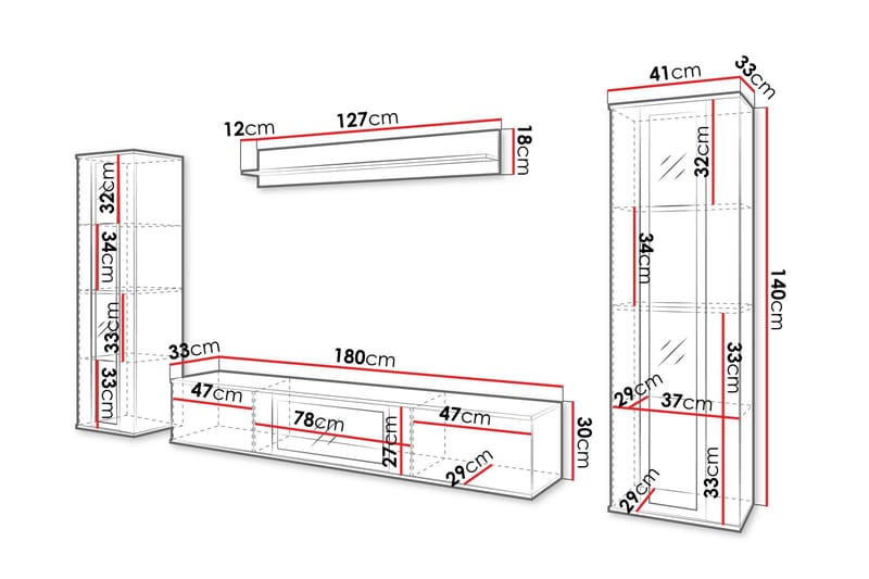 Gammelt Tv-Møbelsett - Grå - Møbler - Mediamøbel & tv møbel - TV-møbelsett