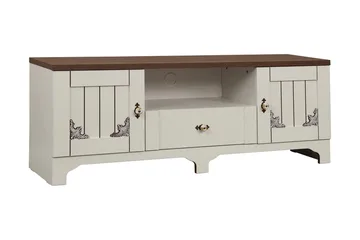 Gaszpar TV-benk 140 cm - Hvit/Valnøtt - Møbler - Mediamøbel & tv møbel - TV-benk & mediabenk