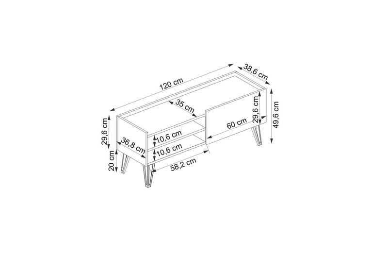 Giancarlo TV-benk 120 cm - Blå/Antrasitt - Møbler - Mediamøbel & tv møbel - TV-benk & mediabenk