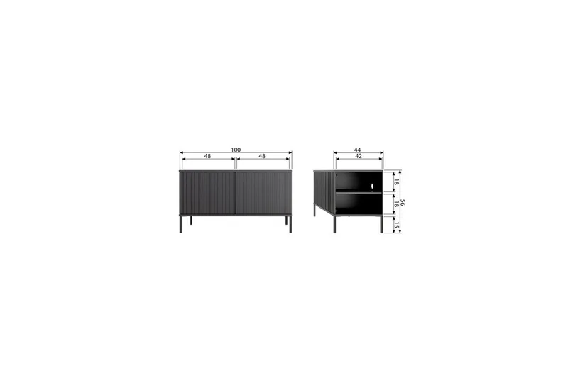Gravure Gulvstående TV-benk 100 cm med Oppbevaring i Malt Tre - Beige - Møbler - Mediamøbel & tv møbel - TV-benk & mediabenk