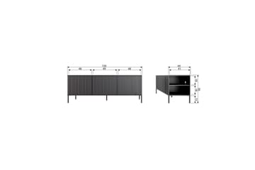 Gravure Gulvstående TV-benk 150 cm med Oppbevaring i Mørkt Tre - Lys Beige - Møbler - Mediamøbel & tv møbel - TV-benk & mediabenk